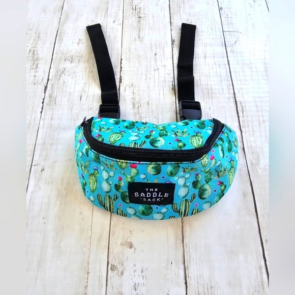 The Saddle Sack Handbags - NEW The Saddle Sack Blue Cacti Cactus Plants Succulent Pattern 2 Buckles